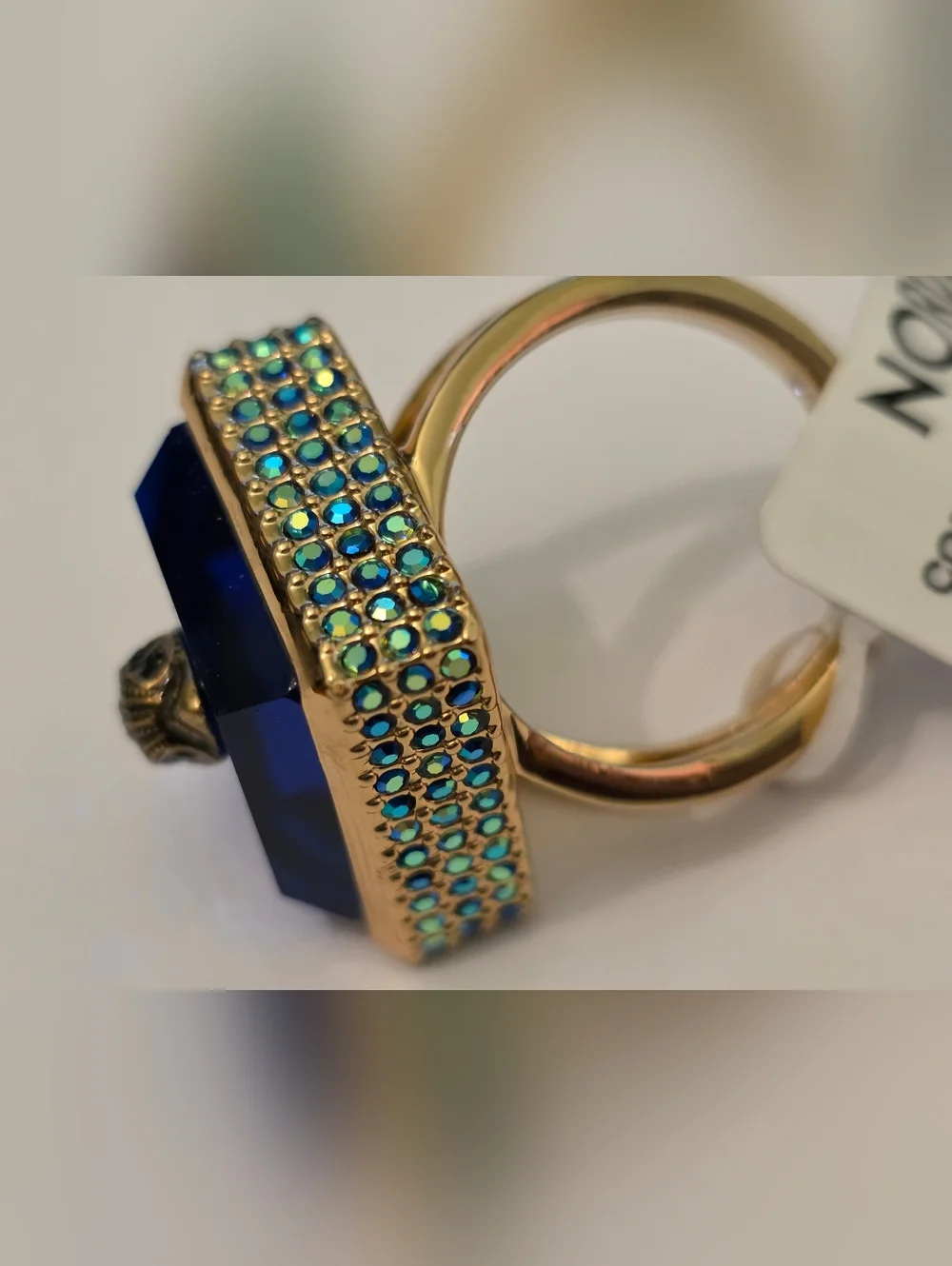 Kurt GEIGER LONDON Square Stone Cocktail Ring BLUE Sz 9. NWT - Picture 6 of 7